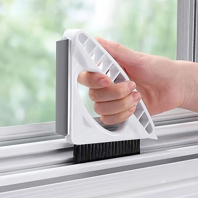  1 stk vinduesrille rengøringsbørste trekantet børste husholdningsrengøring badeværelsesvisker vindueskarm rille mellemrum universal børste