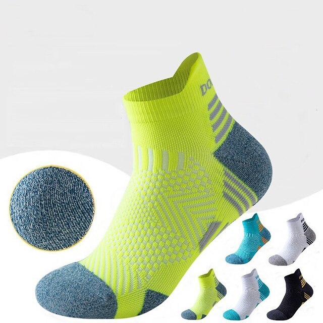 Men's 1 Pair Socks Crew Socks Anti-slip Socks Running Socks Black Navy Blue Color Stripes Spring, Fall, Winter, Summer 17