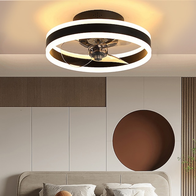  Ceiling Fans with Lights Flush Mount Low Profile Indoor Ceiling Fan,18.7