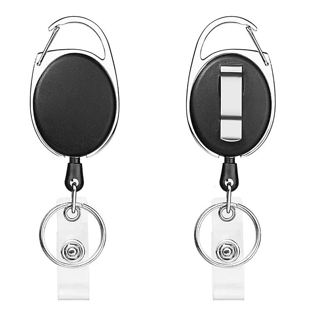  2PCS Retractable Pull Keychain Lanyard ID Badge Holder Name Tag Card Belt Clip Key Ring Buckle Badge Holder Accessories
