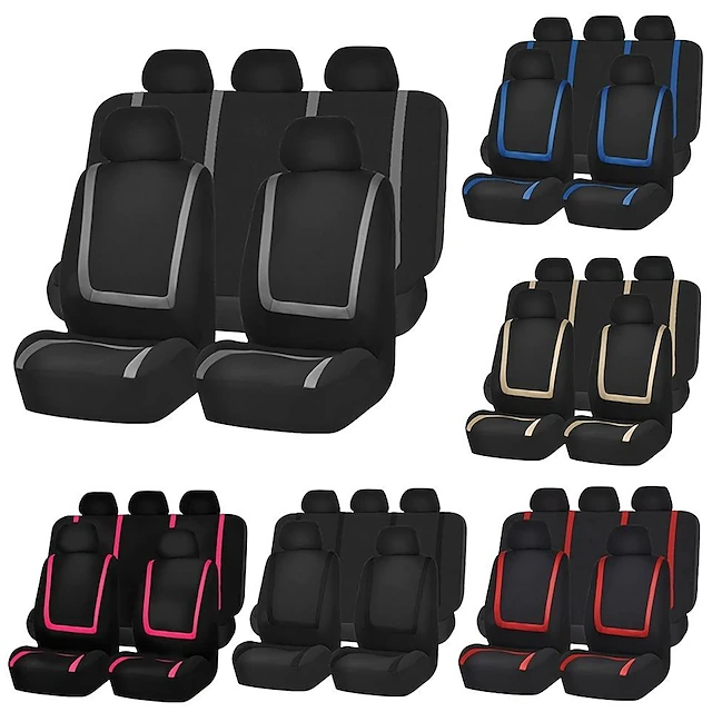 Universal Fit Car Seat Cover Full Set For Front And Rear 9 Pieces Pack Fit Most Cars 22