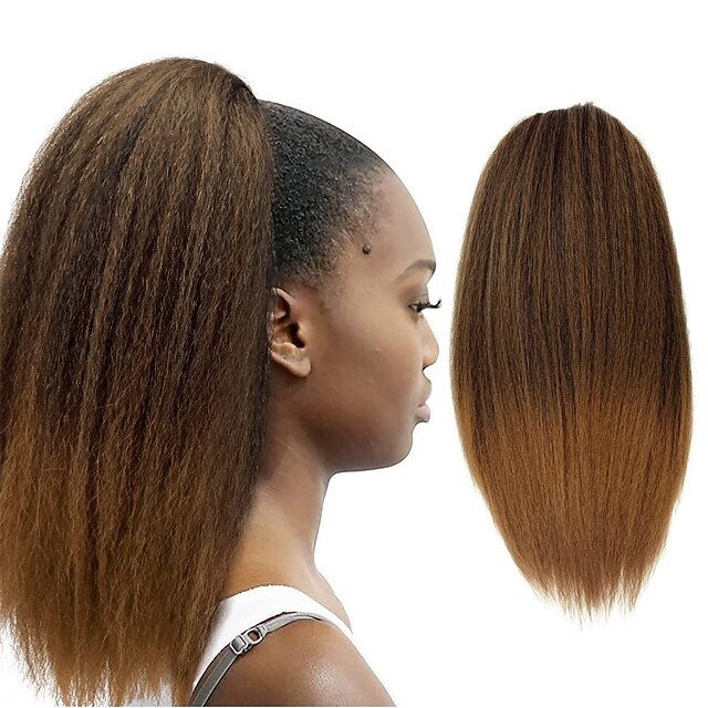 Draw String Attachments Long Yaki Straight Drawstring Pony Tail Hair Attachments for Women ...
