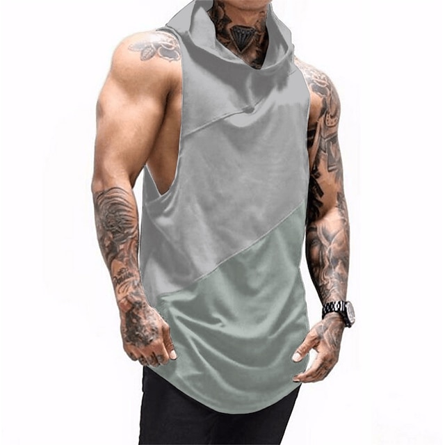 Men's Tank Top Vest Top Undershirt Sleeveless Shirt Plain Hooded Casual ...