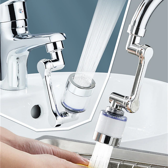 Faucet Extender Mechanical Arm 1080° Water Aerator Nozzle Bubbler for Bathroom Kitchen, Universal Tap Extend Head Sprayer Filter Spout Adapter Attachment Fittings Accessories 13