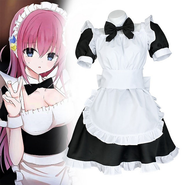  Inspired by Bocchi the Rock! Gotoh Hitori Cosplay Maid Costume Anime Cosplay Costumes Japanese Carnival Cosplay Suits Short Sleeve Costume For Women's
