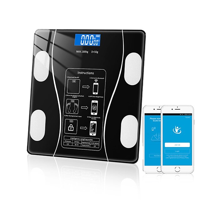  balança de peso digital inteligente led com medidor de gordura aplicativo de smartphone de balança de pesagem corporal