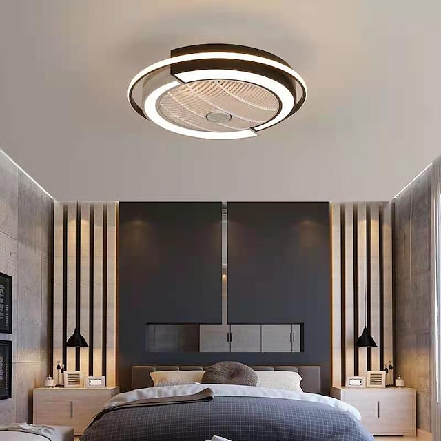  Ventilateur de plafond avec télécommande de lumières, ventilateur de plafond encastré moderne à profil bas intérieur avec lumières LED 3 couleurs chaudes et naturelles de 72 W, ventilateur AC