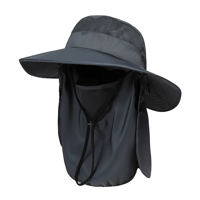 Men's Bucket Hat Sun Hat Fishing Hat Boonie hat Light Grey Army Green Polyester Travel Beach Outdoor Vacation Plain UV Sun Protection Sunscreen 11