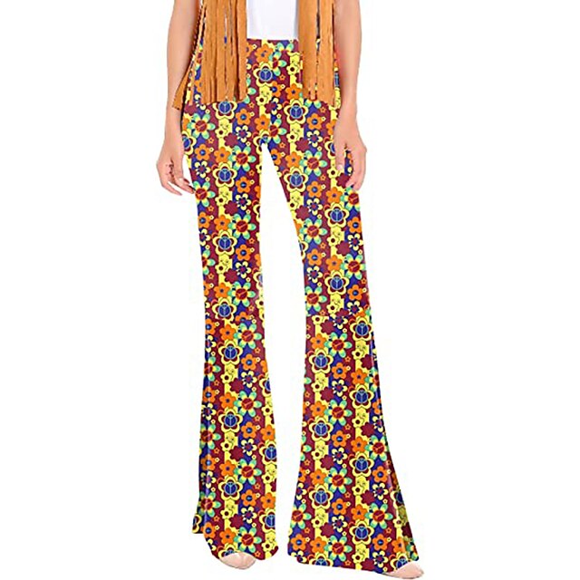 Retro Vintage Boho 1970s Disco Trousers Bell Bottom Pants Wide Leg ...