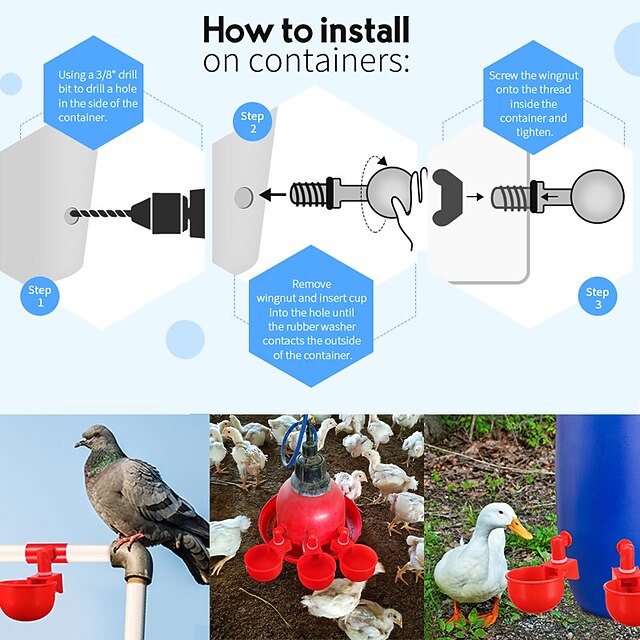 10pcs Chicken Drinking Cup Automatic Drinker Chicken Feeder Plastic ...