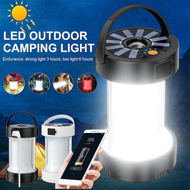  solar camping light outdoor lantaarn oplaadbare lamp krachtige zaklamp tent apparatuur levert lamp draagbare verlichting
