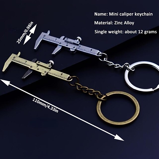1pc Portable Mini Caliper Tools Key Ring Alloy Vernier Caliper Key