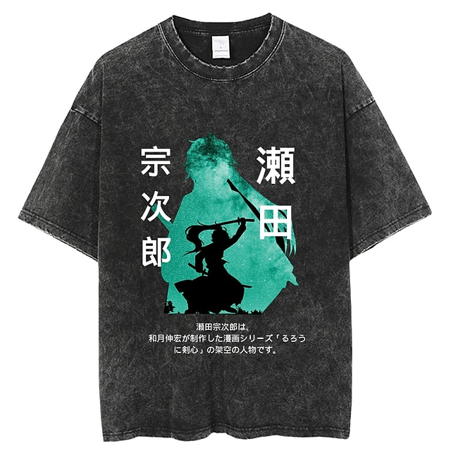  RurouniKenshin Gotiskt Himura Kenshin Cosplay Makoto Shishio T-shirt Tecknat Sportkläder Mönster Grafisk Till Par Herr Dam Vuxna Syratvätt Ledigt / vardag