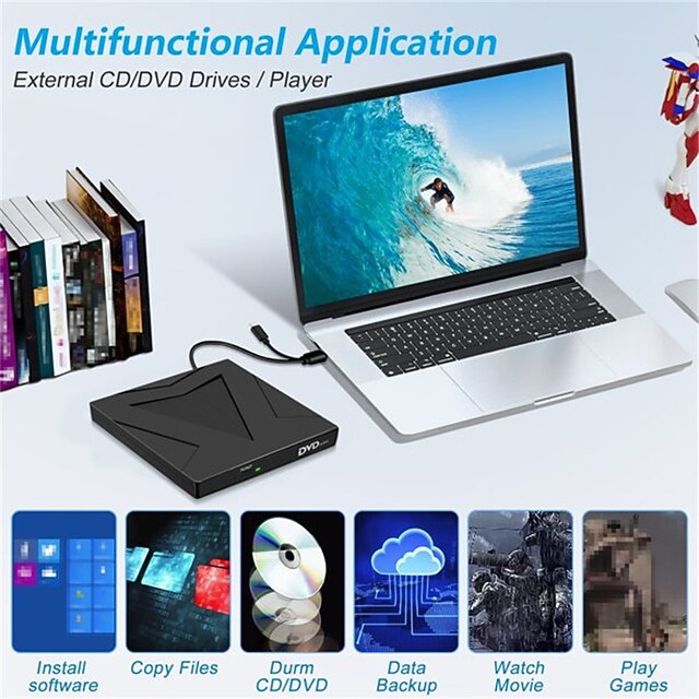 External DVD Player USB3.0 TypeC Computer Drive Burner Household DVD