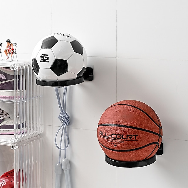  Basketball Rack Punch Free Wall-mounted Ball Storage Self Adhesive Foldable Space-saving Football Holder Soccer Rack For Home