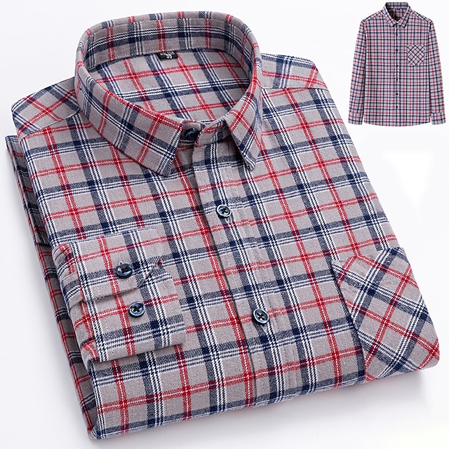  Per uomo Camicie Righe e Plaid Matrimonio Attività commerciale Marrone rossastro Rosso scuro Giallo Blu marino scuro Manica lunga Colletto Mao Primavera & Autunno Abbigliamento