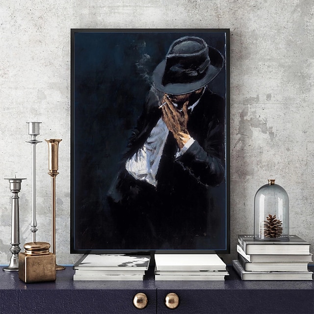  מיומנויות אמן מצויר ביד ציור מופשט גבר נאה מעשן ציור שמן תמונות על קנבס עיצוב הבית ללא תמונה ממוסגרת