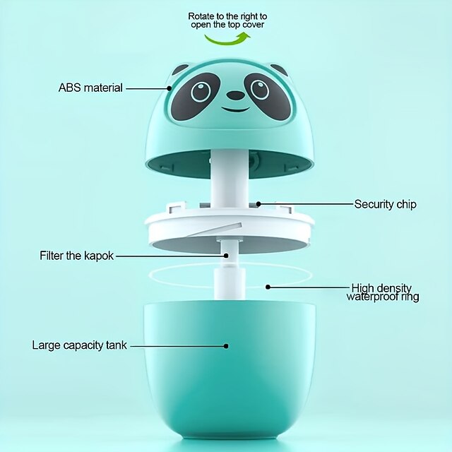  220ML USB الباندا البسيطة المرطب، 7 ألوان LED الروائح من الضروري النفط الناشر رذاذ