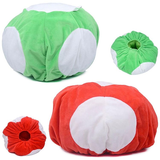  Sombrero de seta de sapo de mario, juguete de peluche, sombrero de cosplay de dibujos animados verde y rojo, gorras bonitas, regalos para amigos, 19*30cm