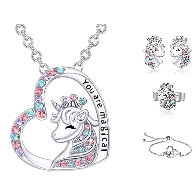  κολιέ μονόκερος χαριτωμένο πολύχρωμο διαμαντένιο αξεσουάρ κολιέ δώρο