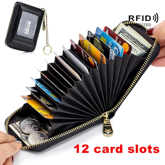  מחזיק כרטיס אשראי rfid, ארנק מזדמן מרובה תאים, נרתיק כרטיס פשוט עם רוכסן