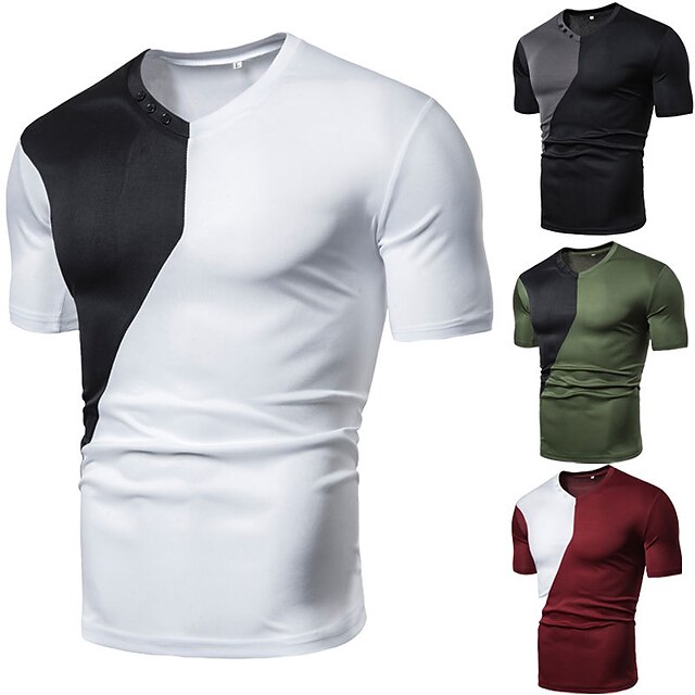  Per uomo Maglietta Manica Corta Girocollo Estate Blocco di colori Moda Classico Confortevole Streetwear Casuale Sportivo Nero Bianco Rosso Maglietta Top per Uomo