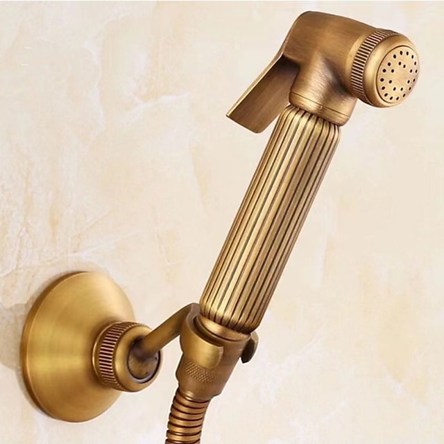  fürdőszobai kézi zuhany bidé shattaf permetező készlet fali tartó, sárgaréz arany WC kézi bidé zuhany spray fali konzol tömlő pelenka tisztítás