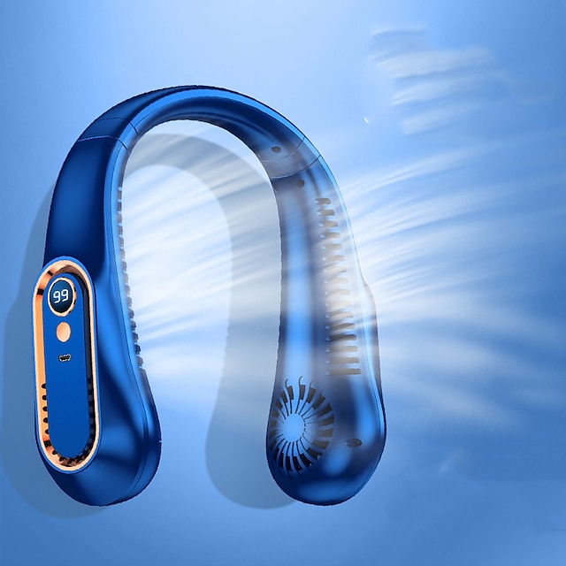  Raffreddatore d'aria da collo senza pale – Ventola appesa ricaricabile tramite USB con display digitale per raffreddamento portatile estivo