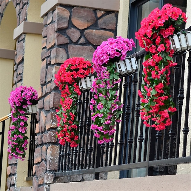  Vivid Artificial Hanging Orchid Bunch Simulation Flower Vine Violet Hanging Flower Vine Wall Hanging Orchid Hanging Basket Flower Balcony Home Decoration Flower Wall For Wedding Garden Decoration