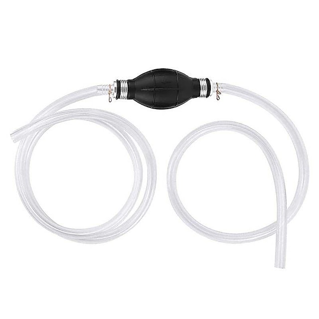  Pompe à siphon, pompe à main à siphon portable à haut débit pour gaz essence essence diesel huile eau liquide aquarium avec 2 tuyaux en pvc durables