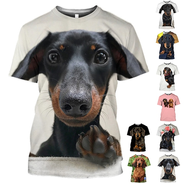  動物 犬 ダックスフント Tシャツ グラフィック Tシャツ のために 男性用 女性用 ユニセックス 大人用 3D プリント カジュアル デイリー キュート 面白い ギフト