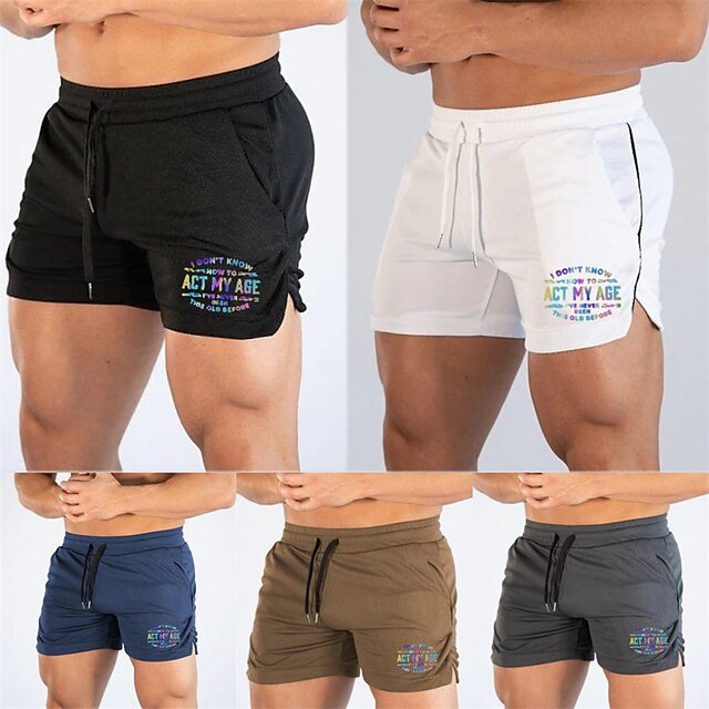 Men's Running Shorts Gym Shorts Drawstring Side Pockets Shorts Athletic