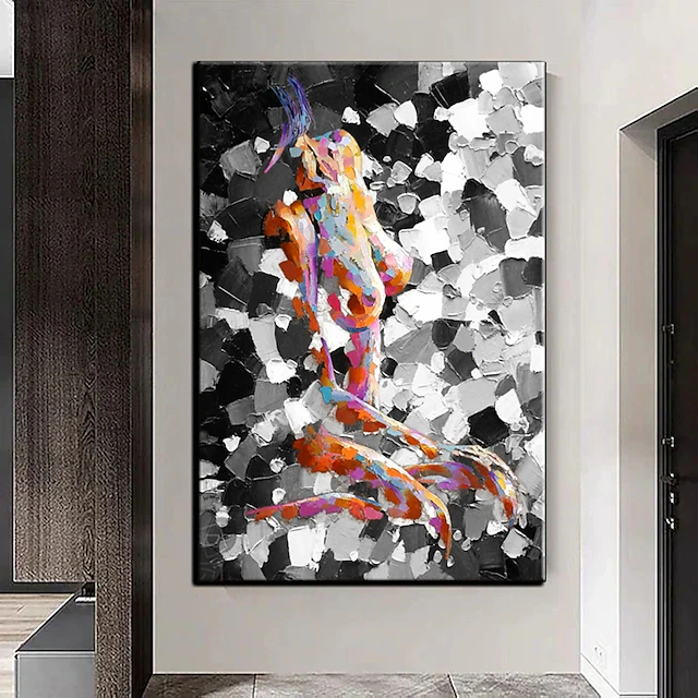 Handmade Hand Painted Oil Painting Wall Modern Abstract Painting Canvas Nude Lady Painting Home Decoration Decor Rolled Canvas No Frame Unstretched 21