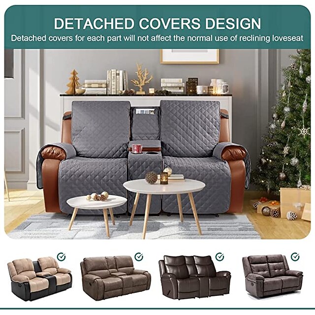 Loveseat Reclining Couch Covers with Console, NonSlip Pet Cover for