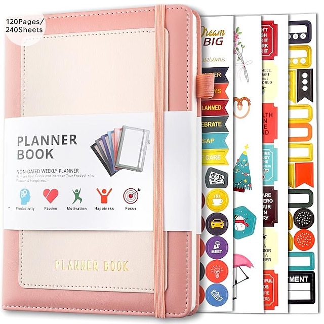  Weekly And Monthly Planner Undated Planner Stickers To Do List Notebook With Stickers A5 5.8x8.3 Inch for School Office Student, Back to School Gift