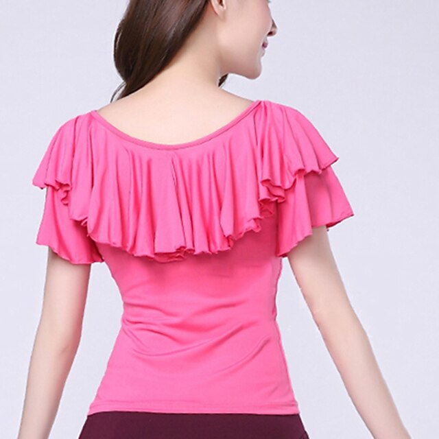 Latin Dance Dress Pure Color Splicing Sleeveless Milk Fiber Women's Performance Training