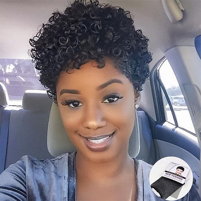 Short Pixie Cut Wigs for Black Women Synthetic Hair Kinky Afro Pixie