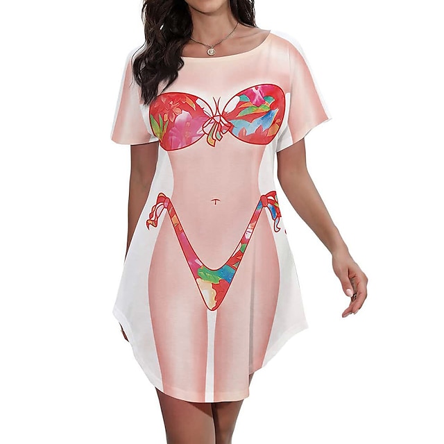  Vestido tipo pareo con camiseta de bikini para mujer