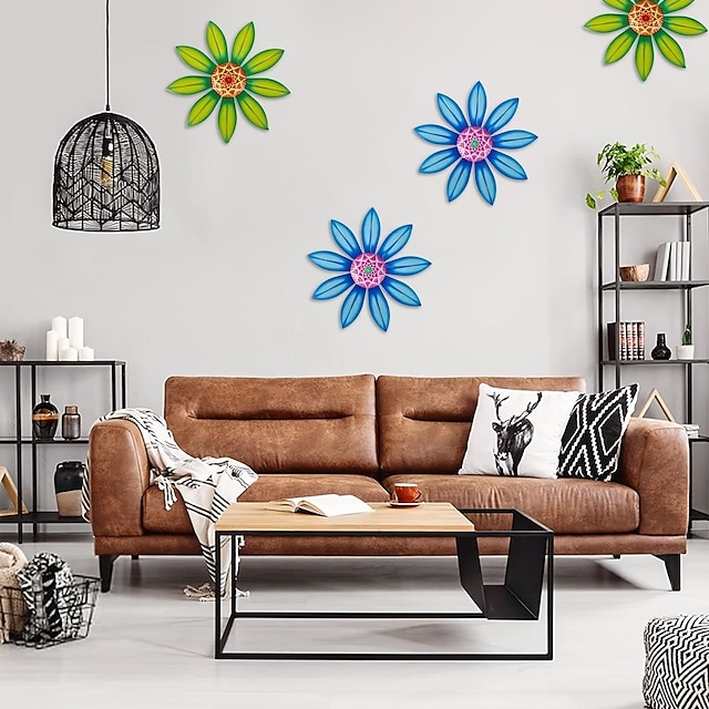 1pc Metal Flowers Wall Decor 6.7 Inch Flower Wall Sculpture, Hand