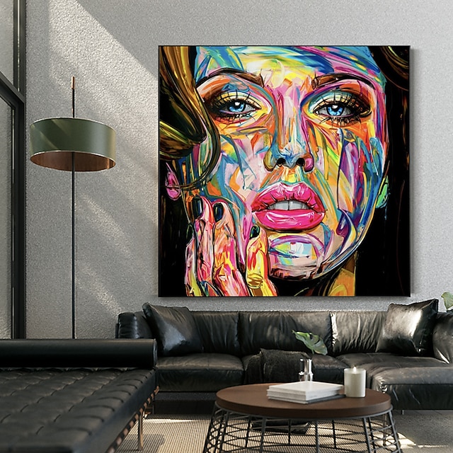 Modern Heavy Textured Abstract Figure Face Oil Painting Wall Decoration