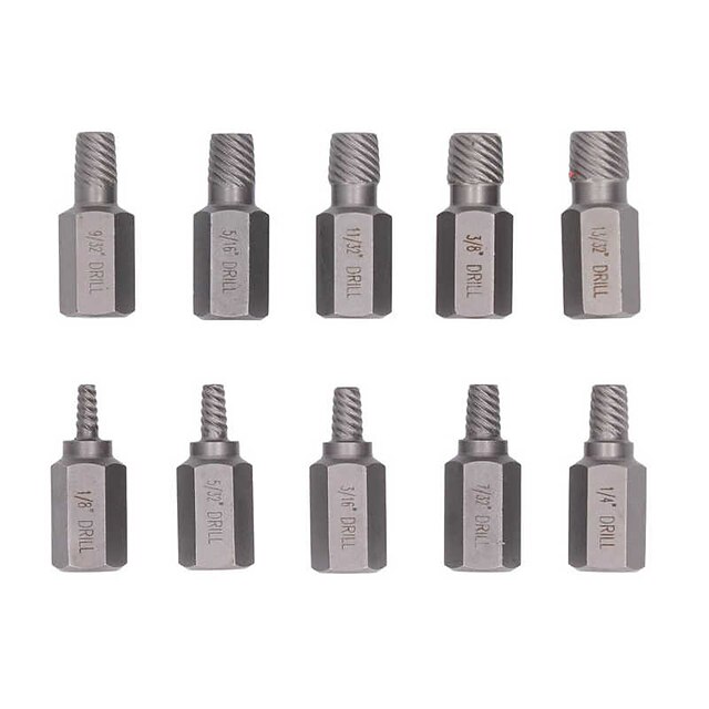 10PCS Screw Extractors Hex Head Multi Spline Broken Screws Bolts