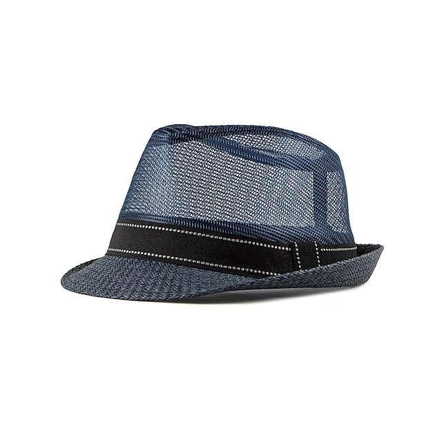  Hombre Sombrero de copa Sombrero para el sol Sombrero de remojo sombrero safari Sombrero de jugador Negro Azul Marino Oscuro Algodon poli Malla Elegante Casual Ropa de Exterior Festivos Noche Plano