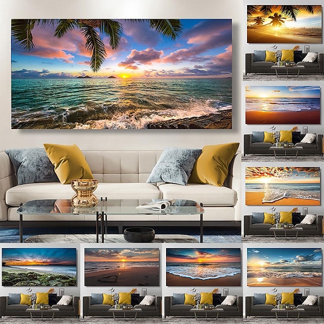  Cuadros de pared de paisaje marino moderno natural paisaje playa mar océano lienzo pintura pared arte carteles para decoración para sala de estar cuadros