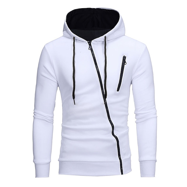  Men's Zip Up Hoodies Black White Gray Hooded Plain Sports & Outdoor Daily Sports Hot Stamping Sportswear Basic Casual Spring & Summer Clothing Apparel Hoodies Sweatshirts  Long Sleeve