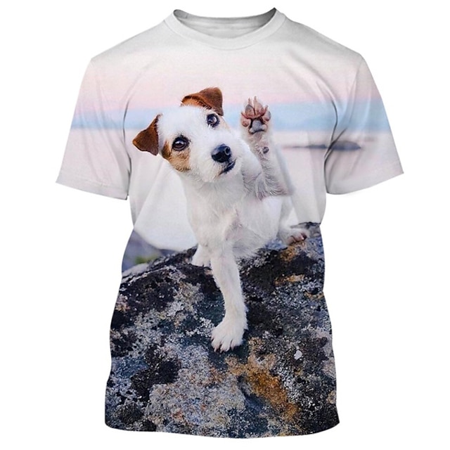  Animal Chien Jack Russell Terrier Manches Ajustées Animé 3D Art graphique Pour Couple Homme Femme Adulte Mascarade Impression 3D Casual Quotidien