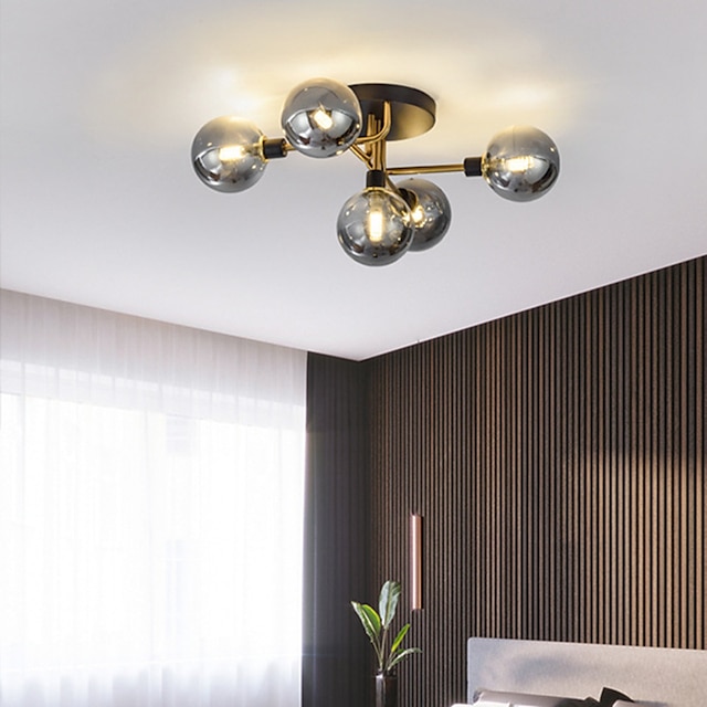  luzes de teto led globo design lustres de 5 luzes pingente luz metal vidro estilo moderno sala de estar quarto sala de jantar lâmpada 85-265 v não incluída