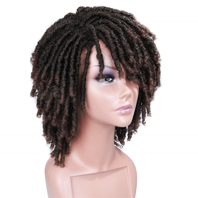  peruca dreadlock perucas de torção curta para homens e mulheres negras peruca sintética afro encaracolada