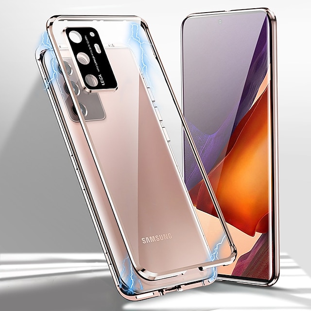  telefon fodral Till Samsung Galaxy S24 S23 S22 S21 Plus Ultra Note 20 Ultra Magnetiskt adsorptionsfodral Stötdämpande skal Magnet Helkroppsskydd Solid färg Härdat glas Metall