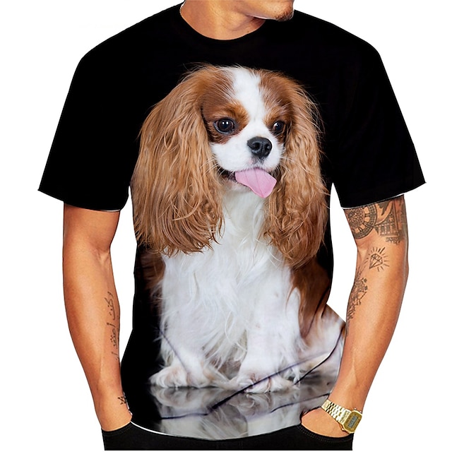  Dyr Hund Cavalier King Charles Spaniel T-shirt Anime 3D Grafisk Til Par Herre Dame Voksne Maskerade 3D-udskrivning Afslappet / Hverdag