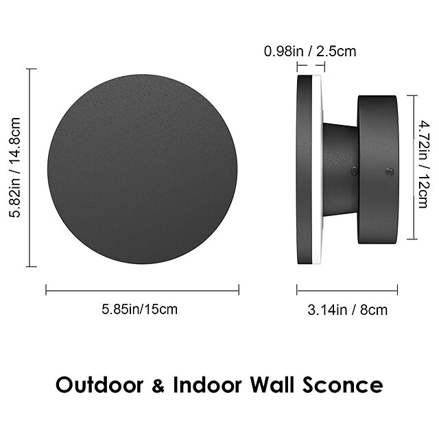 LED Outdoor/Indoor Wall Light IP65 Waterproof 5.9" Acrylic Aluminum 18W